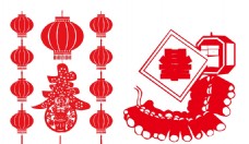 传统节日文化灯笼鞭炮春剪纸