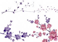 春季紫色花朵粉色花朵