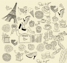 冰淇淋海报手绘巴黎风情元素