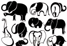 大象剪影线描图标