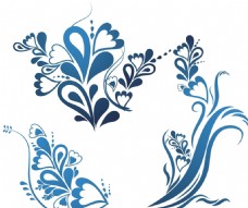 欧式花纹背景蓝色心形花纹
