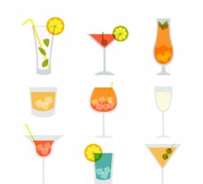 9款夏日饮品设计矢量图