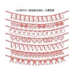 朵拉卡通手绘节日拉旗矢量图