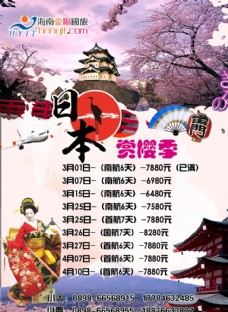 日本旅游赏樱花宣传海报