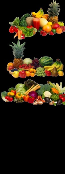 水果超市水果组合绿色健康宣传海报超市