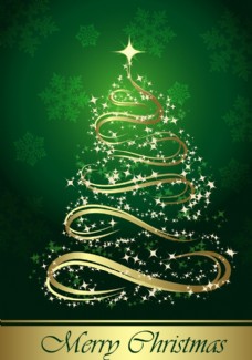 矢量唯美绿色圣诞树背景底纹