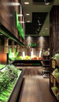 水果超市室内设计超市水果区布局效果图