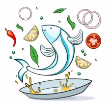 豌豆美味鱼料理设计矢量素材